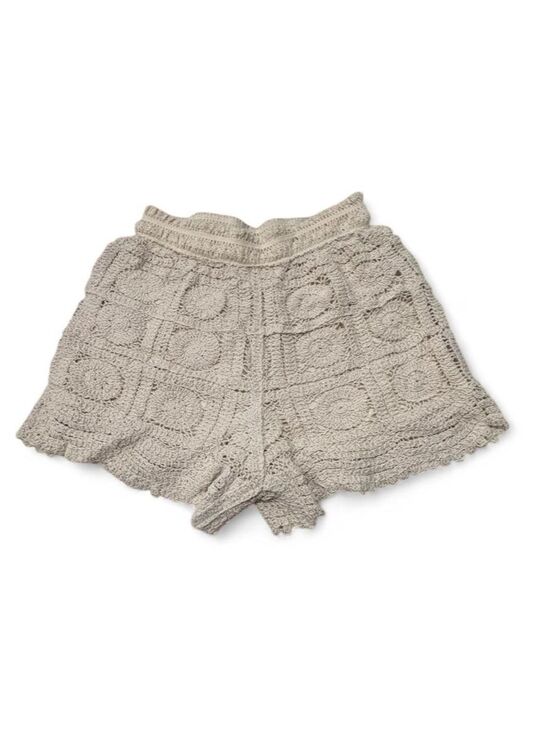 Rebellion Again Pants - Rebellion Again Crochet Granny Square Shorts Size L Cream Boho Festival Lined
